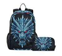 Amooorous Backpack With Lunch Box Boys Frost Blue Dragon 9-10 years