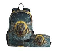Amooorous Backpack With Lunch Box For Boys Angry Bee 3d Style 7-10 | Boys Backpacks And Lunch Box