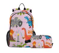 Amooorous Backpack With Lunch Box For Boys Cartoon Color Zoo 7-10