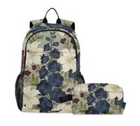 Amooorous Backpack With Lunch Box For Boys William Morris White Lily Flowers 9-10 years