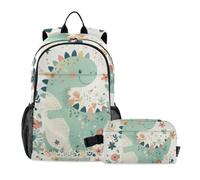 Amooorous Backpack With Lunchbox For Boys Cartoon Baby Dinosaur Childlike Doodle Style Pastel Colors 10-12
