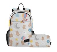 Amooorous Backpack With Lunchbox For Boys Cartoon Cute Brown Teddy Bear age 8-10 years old
