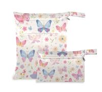 Amooorous Beautiful Buttterflies mess-proof dirty clothes bag 2 Pack travel essentials for baby with handles for gym, gym