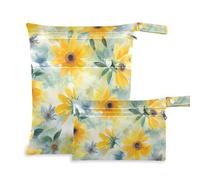 Amooorous Beauty Spring Flowers Kansas Sunflower_24152_3 washable bags for diaper 2 Pack wet bag for swimsuit with handles for gym, pool