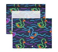 Amooorous Binder Pencil Pouches 3-Holes Pen Holder Case for 3 Rings Binder 2 Pack Teacher School Supplies Cute Animal Fluorescent Duckling