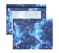 Amooorous Binder Pencil Pouches Sturdy Plastic File Folder for A4 Paper Letter 2 Pack Students College Supplies Lightening Blue Safari