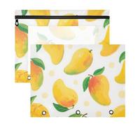 Amooorous Binder Pencil Pouches Sturdy Plastic File Folder for A4 Paper Letter 2 Pack Teacher Back to School Yellow Fruit