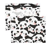 Amooorous Binder Pouches 3-Holes Pen Holder Case for 3 Rings Binder 2 Pack Teacher Storing School Students Teacher Supplies Cartoon Cute Pandas White Black