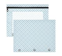 Amooorous Binder Pouches Portable Storage Bag for 3 Rings Binder 2 Pack Students Art Supplies Storage Blue and White Checkered Pattern