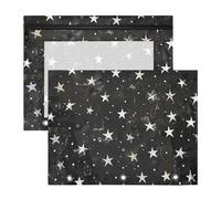 Amooorous Binder Pouches with 3 Reinforced Grommets 3 Hole Punch for 3 Rings Binder 2 Pack Teacher Home White Star