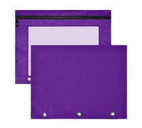 Amooorous Binder Pouches with Zipper Pen Holder Case for A4 Paper Letter 2 Pack Students College Supplies Indigo Solid Color Pure Plain Purple