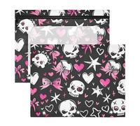 Amooorous Binder with 3 Reinforced Grommets Pen Holder Case for A4 Paper Letter 2 Pack Teacher Classroom Supplies Love You to Death Skull & Pink Heart