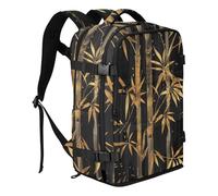 Amooorous Black and Gold Chinese bamboos Tool Backpack Water Resistant Lightweight Airplane Approved Travel Backpack Travel Essentials for Business Casual or College mochila para viajar en avion 20L