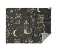 Amooorous Black and Gold Goth Tarot Cat Throw Blankets for Couch Cozy Throws Blankets Couch Blankets 50 x 70 Teen Throw Blanket
