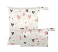 Amooorous Black and Pink Lovely Valentine Love waterproof wet diaper bag 2 Pack travel essentials for babies with handles for bathing, daycare