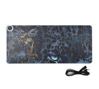 Amooorous Black Leopard Leather Heated Mouse Pad 31.5 x 13 In Winter Warmer Work Mat for Computer Table Gaming,Study