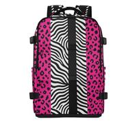 Amooorous Black White Buffalo Plaid Pink Leopard Print School Backpack Water Resistant Lightweight Nurse Bag 15.6 Inch Laptop Bag for Travel Business Casual or College mochila para viaje 20L