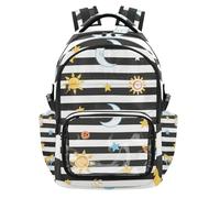 Amooorous Black White Stripes Sun Moon Star Kids Clear Backpacks Cute Sturdy Carry On Backpack Travel Bag for Kids Boys Girls, Age 7-18 mochilas escolares para ninas de