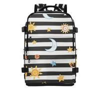 Amooorous Black White Stripes Sun Moon Star Small Backpack Men Sl ackpack For Men Work Bag 15.6 Inch Laptop Bag for Travel Business Casual or College bolso para hombre 20L