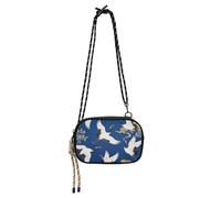 Amooorous Blue and Golden Japanese Cloud Crane Side Purse Crossbody for Womens Fashion with Credit Card Slots Cell Phone Bag Walk the dog bolsos negros para mujeres
