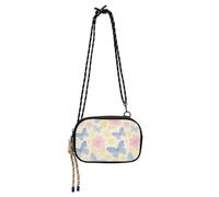 Amooorous Blue Butterflies and Pink Flowers Sling Bags Crossbody for Mens Trendy with Adjustable Strap Cell Phone Purse Take a walk bolsos de hombro para mujer