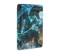 Amooorous Blue Cool Fire Monsters Leather Slim Wallets with Money Clip RFID Blocking Small Credit Card Holder for Men&Women carteras para Mujer
