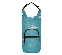 Amooorous Blue Cowhide Background with A Few White Clouds and Yellow Stars Floating above and A White Bunny Rabbit Underneath Water Bottle Slings Space-Saving Insulated Water Bottle Bag Waterbottle
