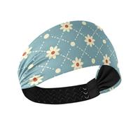 Amooorous Blue Cute Cartoon Small Flowers White Cooling cute headbands for women Stretchy sweatband for Athletic Sports Yoga Daily use diademas para el pelo de mujer