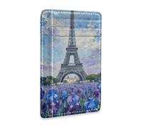 Amooorous Blue Iris Paris Tower Leather Men's Slim Wallet with ID Window RFID Blocking Small Credit Card Holder for Men&Women carteras para Hombre