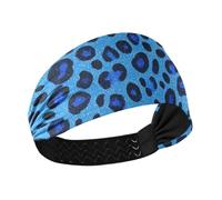 Amooorous Blue Leopard Print Non-Slip large headbands for women Elastic sweat bands for head for Cycling Yoga Daily use cintas para el cabello de mujer