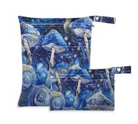 Amooorous Blue Mushroom Snail Galaxy mess-proof bags for wet 2 Pack travel essentials for baby with handles for travel, baby diapers