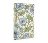 Amooorous Blue Poppy Flower William Morris Pattern Leather Mens Front Pocket Wallet Slim with Cash Slot RFID Blocking Card Holder Wallet for Men&Women tarjetero para Mujer