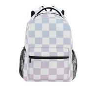 Amooorous Blue-purple Gradient Checkerboard kids backpack for girls with chest strap bookbags for women mochilas escolares para ni?as, Blue-purple Gradient Checkerboard, S