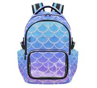 Amooorous Blue-purple Gradient Scales Clear School Backpack Heavy Duty Travel Backpack Daypack for Boys Girls Kids, Age 7-18 mochilas escolares para ninas de