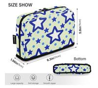 Amooorous Blue Stars Dot Yellow Pencil Case Holder Large Capacity Storage Bag with Compartment Storage Organizer for Men Grade School Supplies bolsas de maquillaje para Mujer