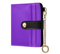 Amooorous Blue Violet Solid Color Pure Plain Convenient Women's Small Folding Wallet Compact PU Leather Wallet for Men Women Travel