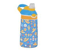 Amooorous Blue Western Cowboy Hat Cactus Sports Water Bottle with Straw Lid Wide Mouth Leakproof Gym Water Bottle for Travel, Camping, Bike Vaso de Cafe