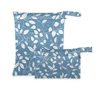 Amooorous Blue White Boho Flowers Bloom washable bag for travel 2 Pack travel essentials for babies with handles for daycare, bathing