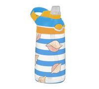 Amooorous Blue White Striped Sea Shell Sports Water Bottle with Handle Lightweight Drinking Cup for Gym, Travel, Home, School, Office termos para agua