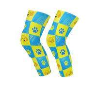 Amooorous Blue Yellow Checkers Dog Paw Prints protective knee pads men padded knee，skating，bike