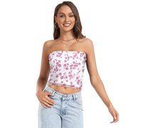 Amooorous Blush and Purple Crushed Flowers plus size Womens Strapless Tube Top Comfy Bandeau Tube Top Strapless Tank for Teen Party Camisetas De Tubo Para Mujer L, Blush and Purple Crushed Flowers
