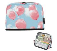 Amooorous Blush Balloons Floating in The Light Blue Pencil poucheses Large Capacity Cosmetic Bag with Compartment Multi-Purpose Bag for Girls School Must Haves bolsas para eramientas