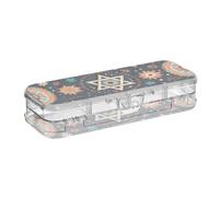 Amooorous Bohemian Hexagram Eye Star Blue Designed Clear Plastic Pencil Box Double-Deck Crayon Containers For Stationery Supplies With Snap Lid