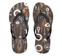 Amooorous Bohemian Moroccan Style Monsters Brown rubber flip flop for women Slip-Resistant women flip for Shower Swimming Pool
