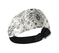 Amooorous Bohemian Vintage Grey Flowers no slip fabric headbands Elastic sweat band for women for Cycling Daily use Workouts bandas para el cabello de mujer
