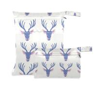 Amooorous Boho Simple Style Deer Face Purple zippered bags for baby 2 Pack travel essentials for flying with handles for beach, gym