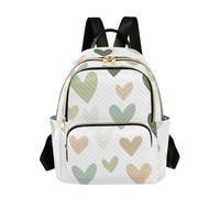 Amooorous Boho Simple Style Hearts Green 12.5 Inch Large Capacity laptop backpack backpack fashion small for ladies,teen girls