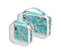 Amooorous Bolsa de almacenamiento Transparent Decorative Toiletry Bag for Men TSA Approved Portable Small Shaving Utensils Pack of 2 White Peach Blossom 1 Size, White Peach Blossom, 1 SIZE