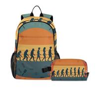 Amooorous Bookbags With Lunchbox For Boys Funny Bbq Evolution Silhouette Sunset age 8-10 years old