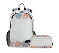 Amooorous Boys Backpacks With Lunchbox Cartoon Cute Colorful Cat Paws 7-10